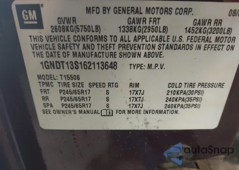 2006 Chevrolet Trailblazer Lt z USA, uszkodzony, nr VIN 1GNDT13S162113648